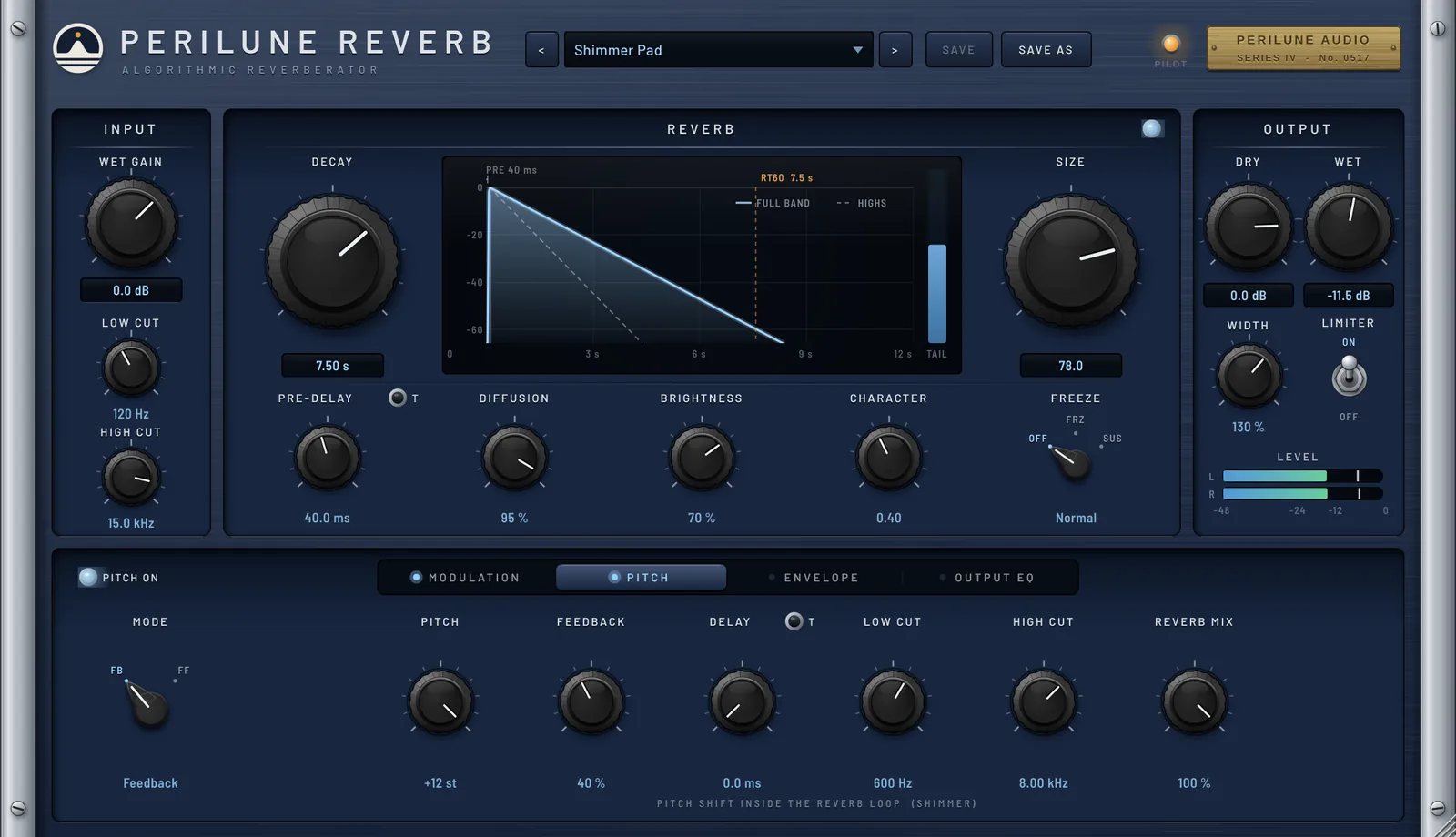 Perilune Reverb: Pitch page: shimmer feedback
